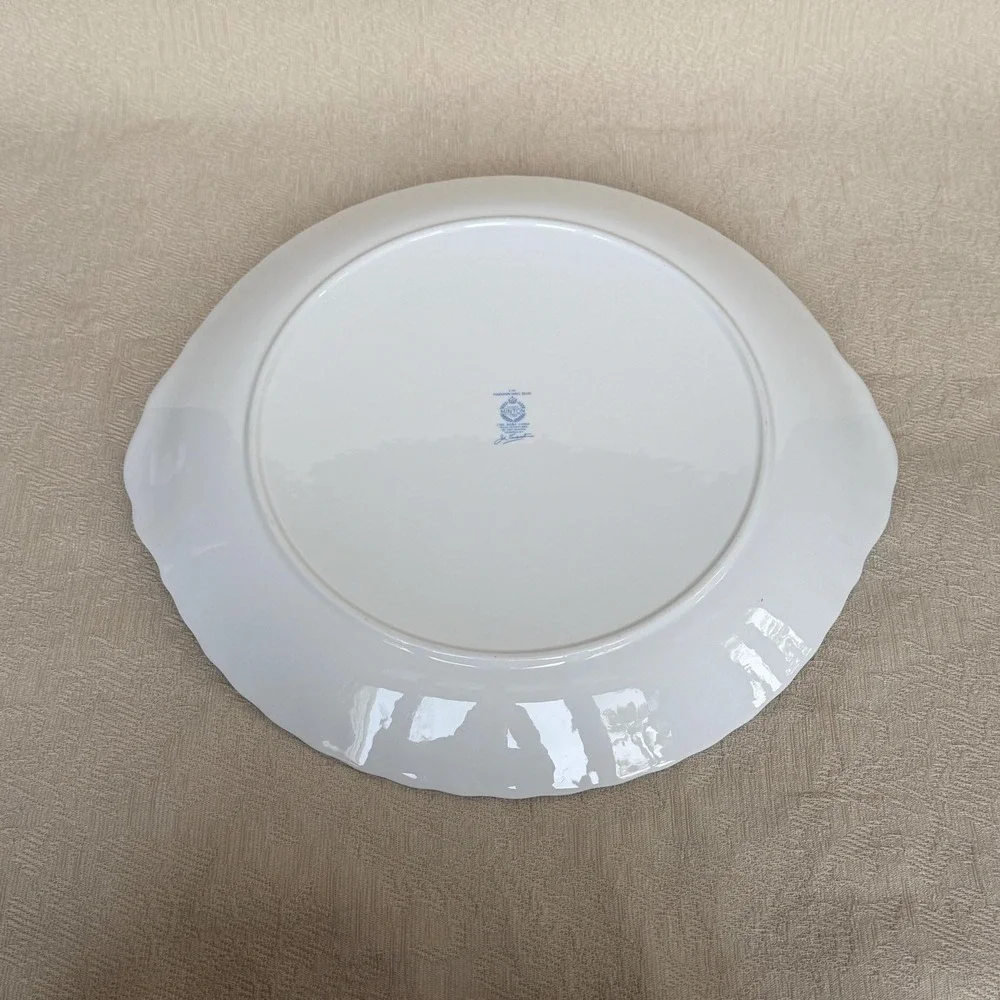 Vintage Handled Cake Plate Platter by Minton in Haddon Hall Blue